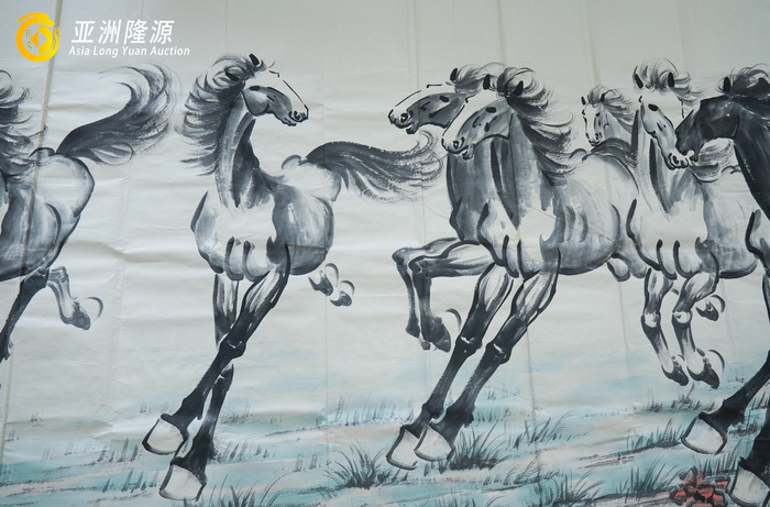 中国美術  中国近現代画家  美術教育家『 徐悲鴻 八駿圖 』掛け軸 紙本 ABUIABACGAAgrbmCzgYotNzWxQQwkD